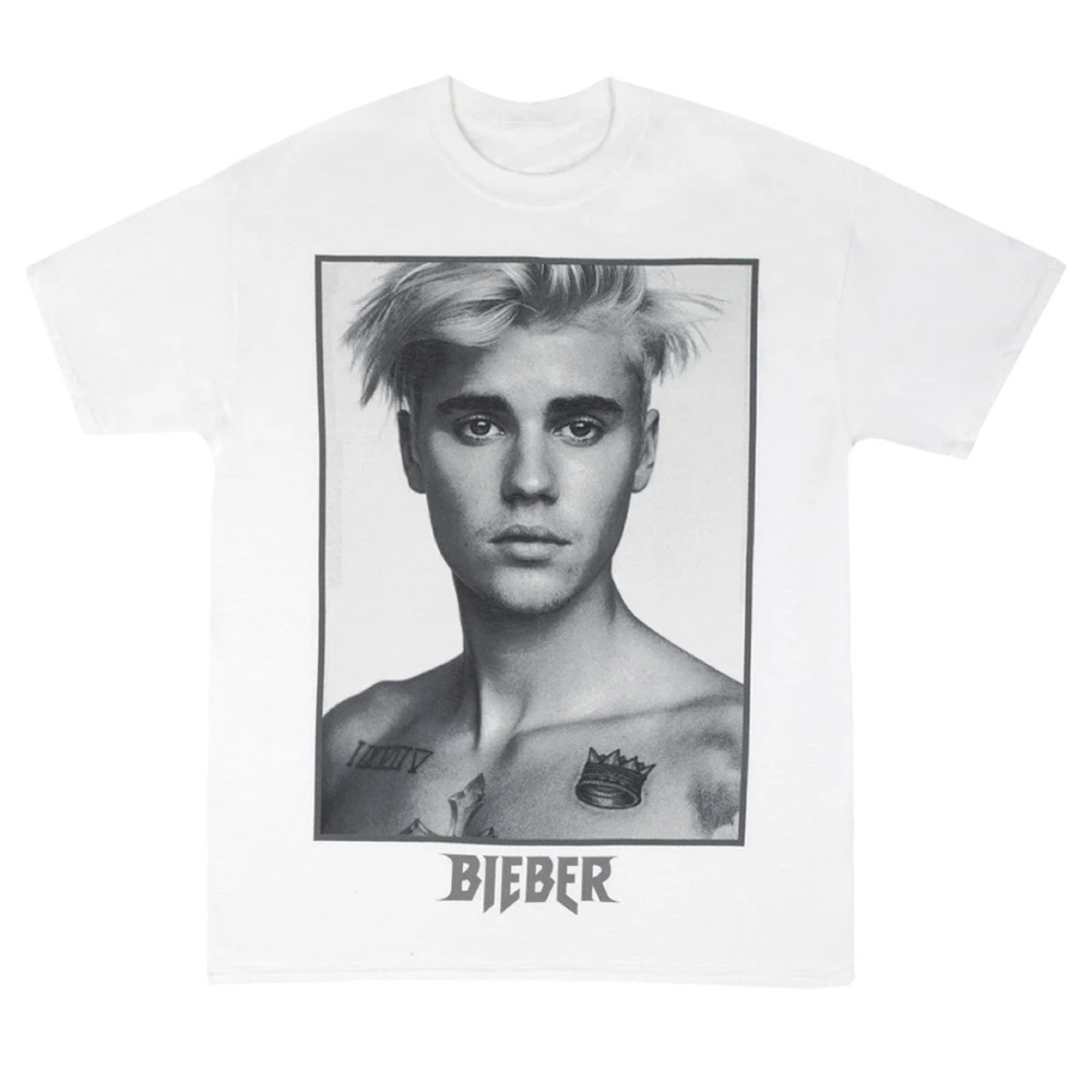 Justin Bieber White Graphic Tee